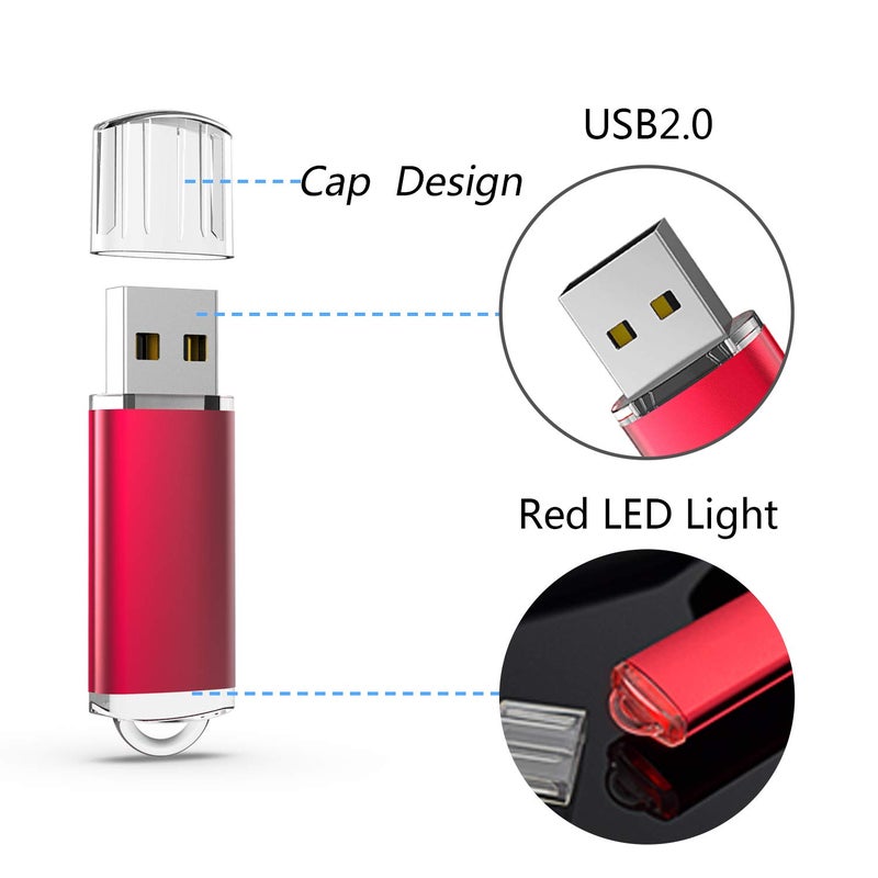 RAOYI 10PCS 8G USB Flash Drive USB 2.0 Memory Stick Bulk Thumb Drive Pen Drive Jump Drive-Red - Image 2